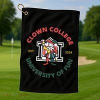 Funny Circus Clown College Golf Towel thumb 1