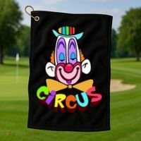 Funny Clown Circus Face Funny Retro Golf Towel thumb 1
