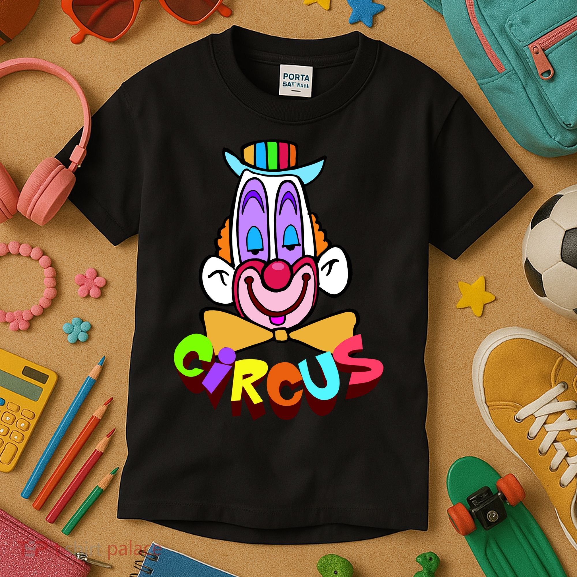 Funny Clown Circus Face Funny Retro Kids T-Shirt