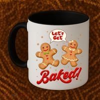 Funny Cute Christmas Let's Get Baked Gingerbread Cookies Coffee Mug thumb 2