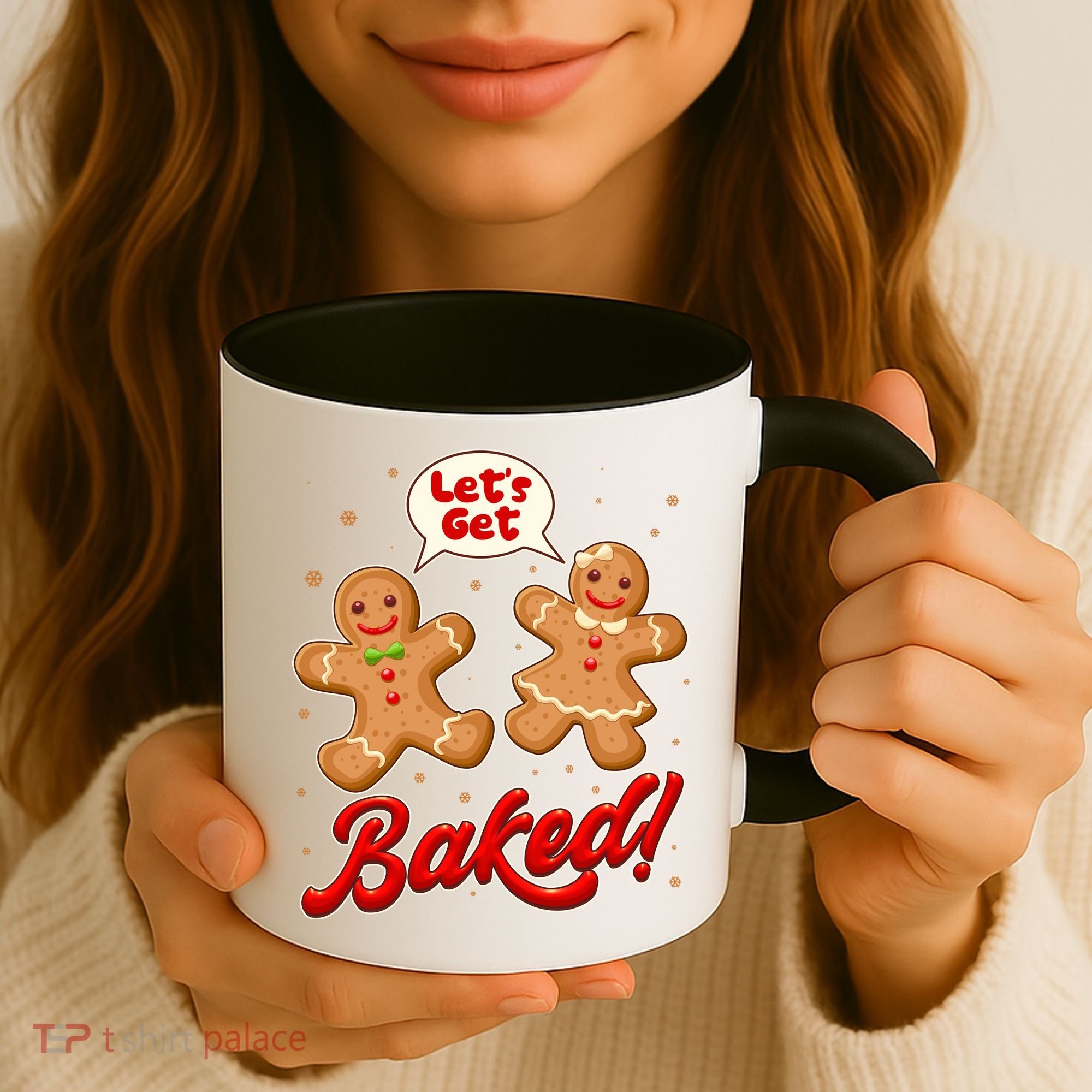 Funny Cute Christmas Let's Get Baked Gingerbread Cookies Coffee Mug