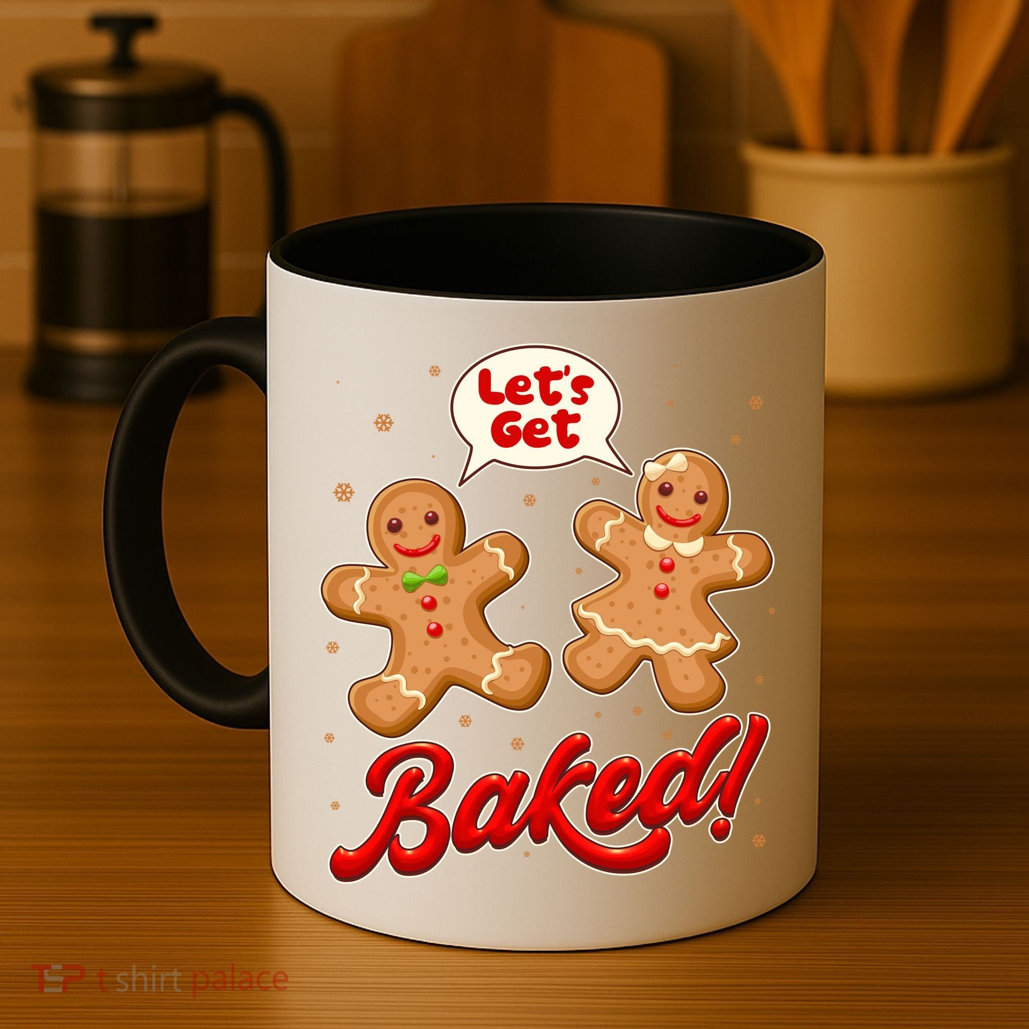 Funny Cute Christmas Let's Get Baked Gingerbread Cookies Coffee Mug