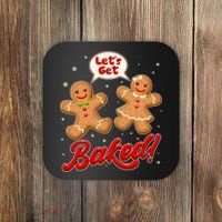 Funny Cute Christmas Let's Get Baked Gingerbread Cookies Coaster thumb 0