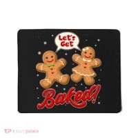 Funny Cute Christmas Let's Get Baked Gingerbread Cookies Mousepad thumb 0