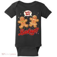 Funny Cute Christmas Let's Get Baked Gingerbread Cookies Baby Bodysuit thumb 0