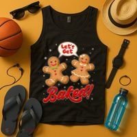 Funny Cute Christmas Let's Get Baked Gingerbread Cookies Tank Top thumb 4