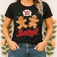 Funny Cute Christmas Let's Get Baked Gingerbread Cookies Women's T-Shirt thumb 2