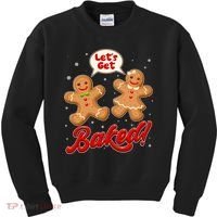 Funny Cute Christmas Let's Get Baked Gingerbread Cookies Kids Sweatshirt thumb 0