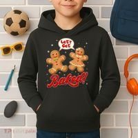 Funny Cute Christmas Let's Get Baked Gingerbread Cookies Kids Hoodie thumb 2
