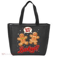 Funny Cute Christmas Let's Get Baked Gingerbread Cookies Tote Bag thumb 0
