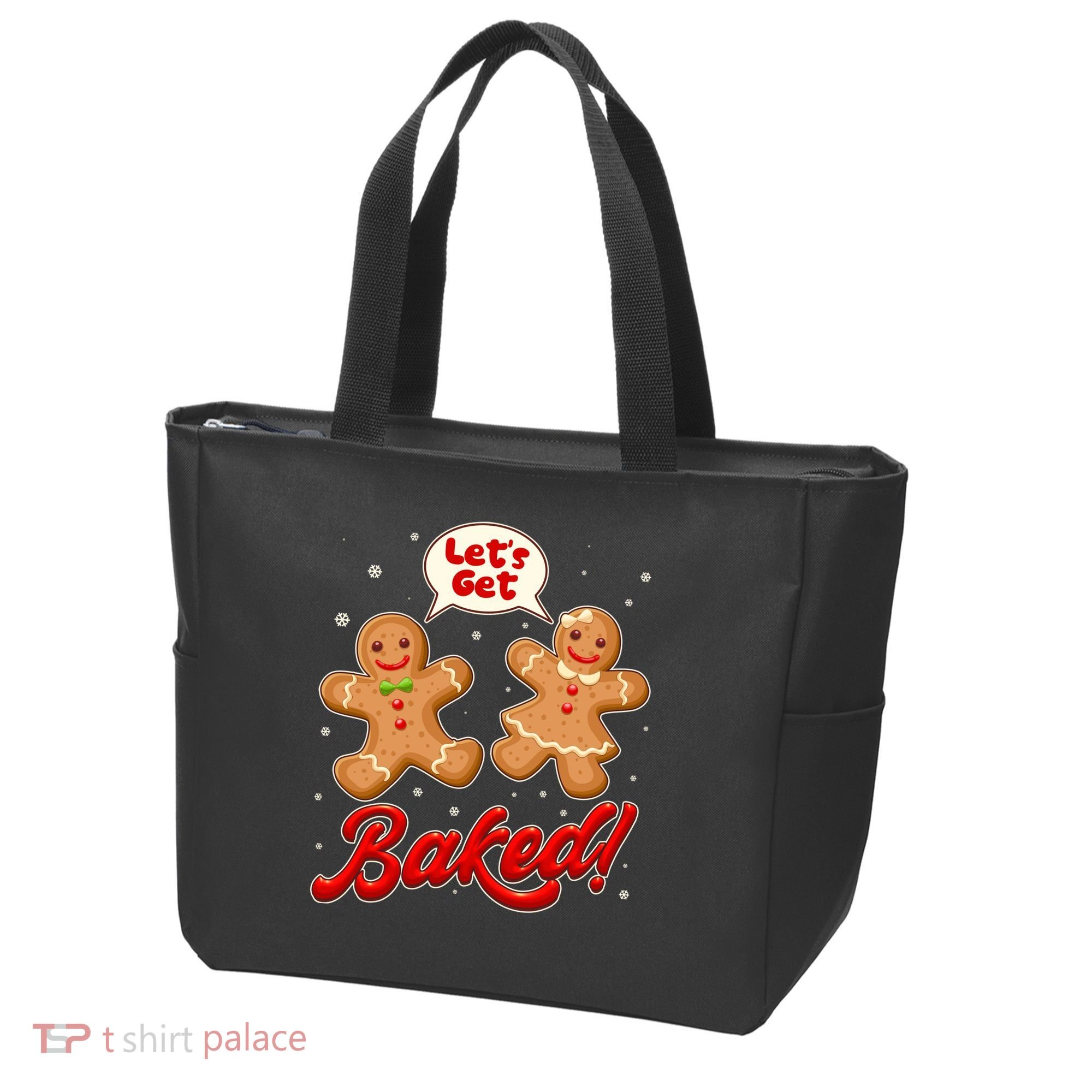 Funny Cute Christmas Let's Get Baked Gingerbread Cookies Tote Bag