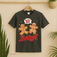 Funny Cute Christmas Let's Get Baked Gingerbread Cookies T-Shirt thumb 2