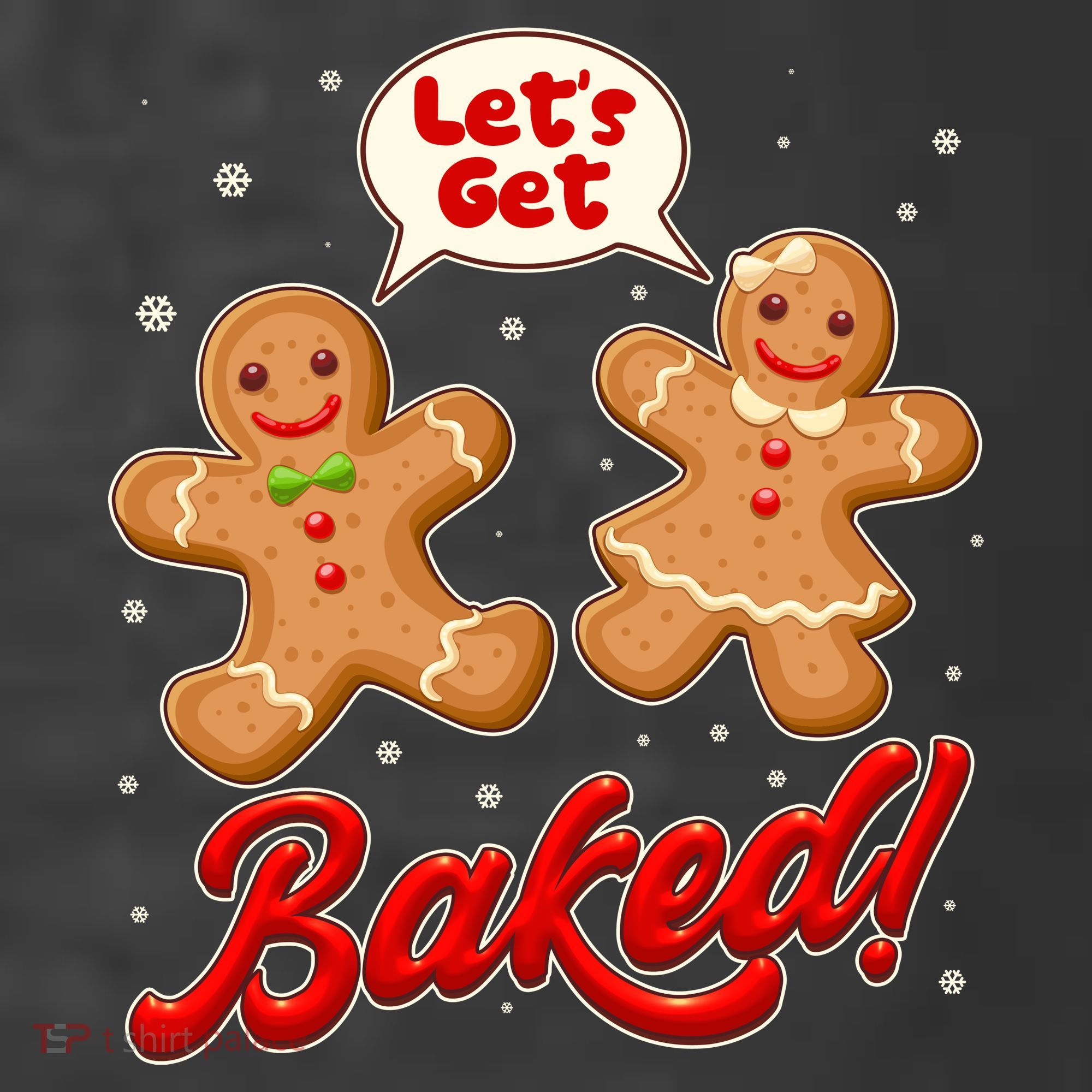 Funny Cute Christmas Let's Get Baked Gingerbread Cookies T-Shirt