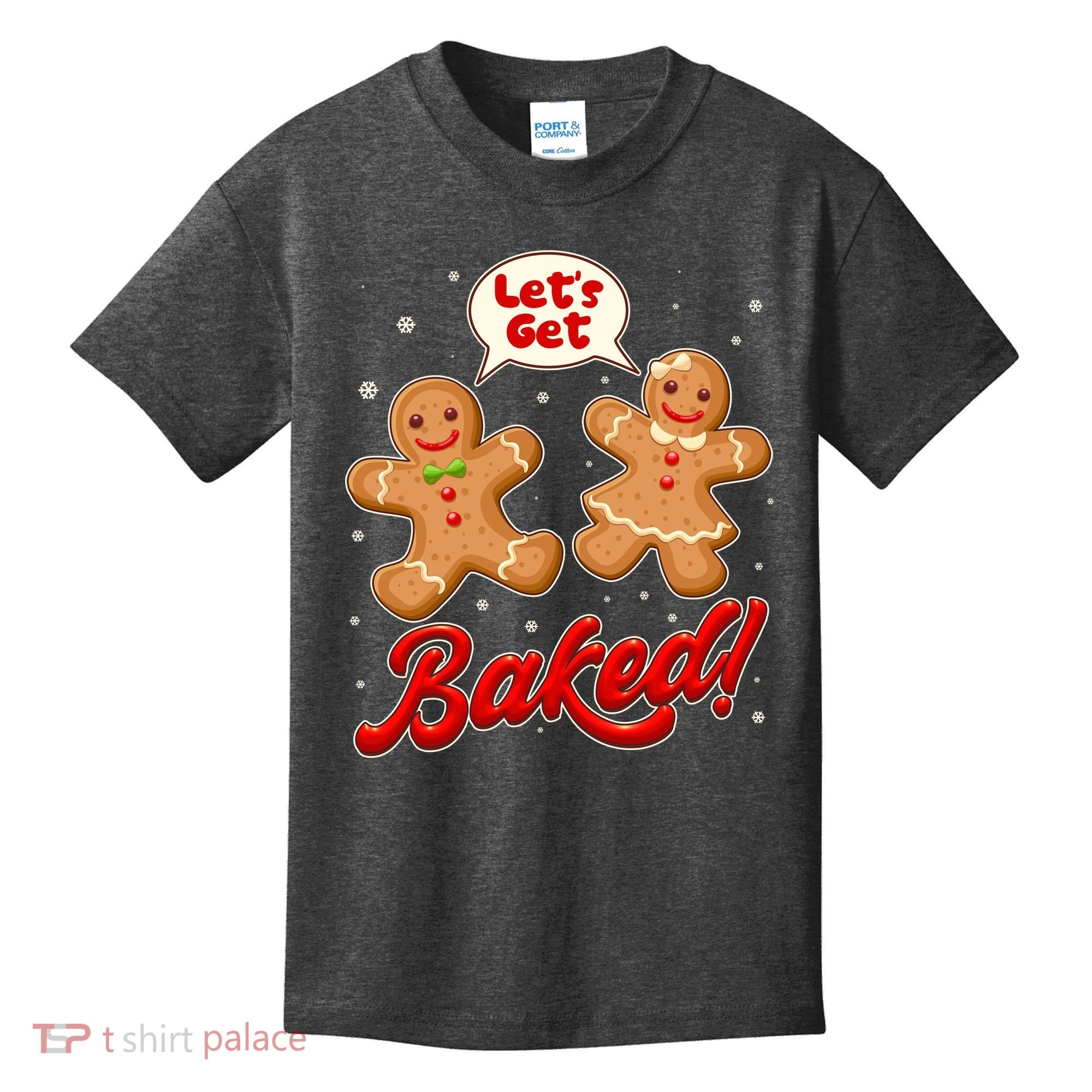 Funny Cute Christmas Let's Get Baked Gingerbread Cookies Kids T-Shirt