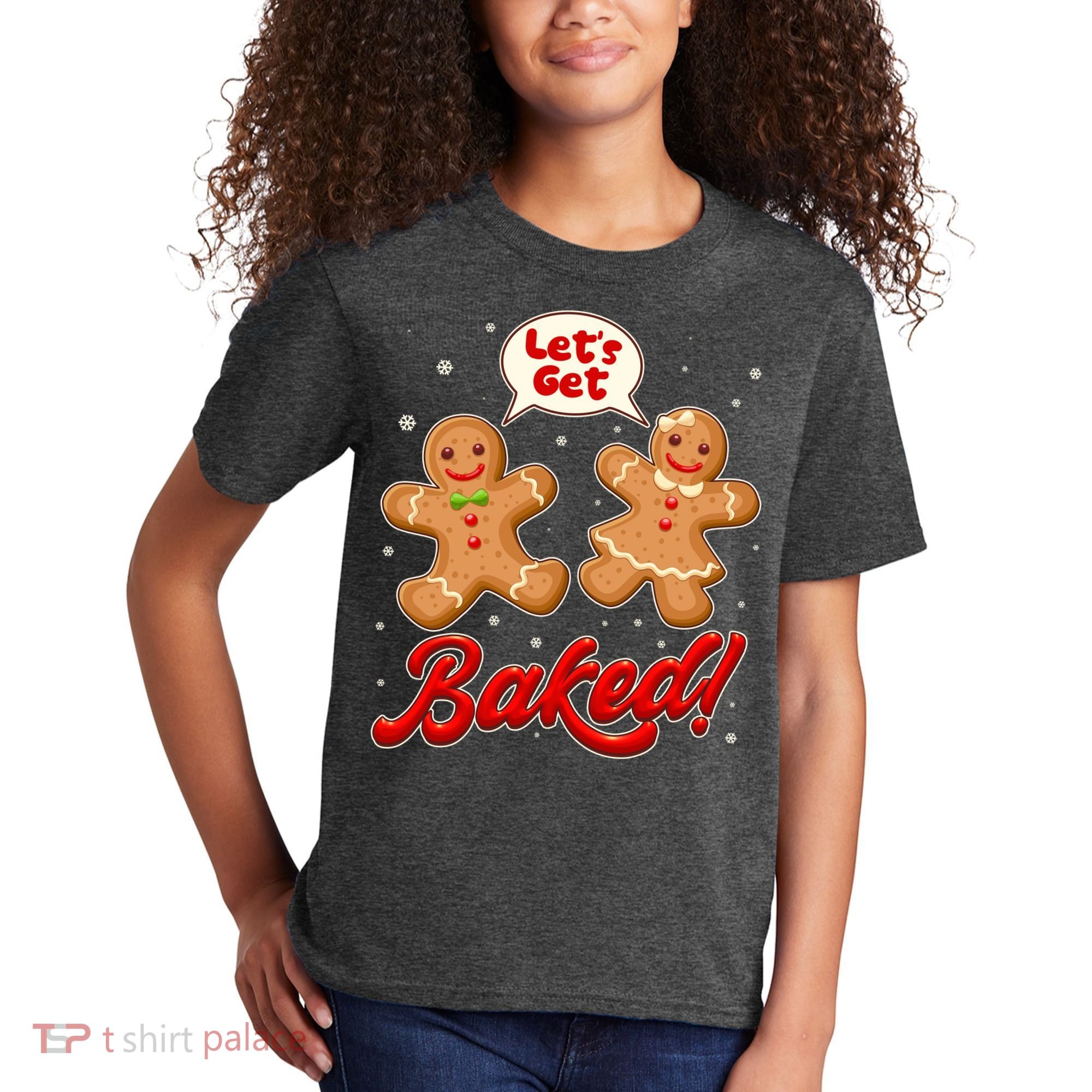 Funny Cute Christmas Let's Get Baked Gingerbread Cookies Kids T-Shirt
