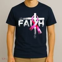 Faith Christian Cross Jesus Pink Ribbon Breast Cancer T-Shirt thumb 3