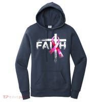 Faith Christian Cross Jesus Pink Ribbon Breast Cancer Women's Hoodie thumb 0