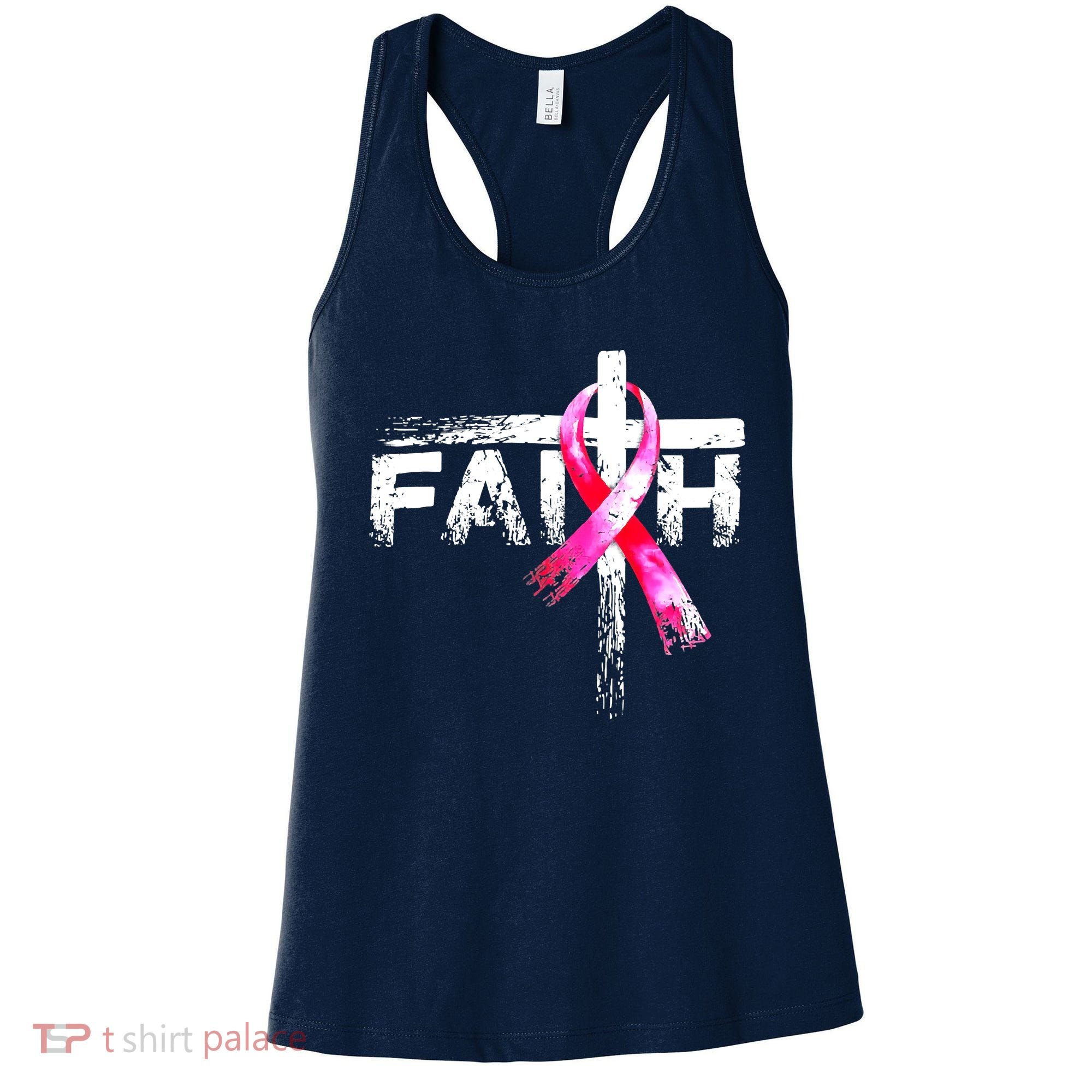 Faith Christian Cross Jesus Pink Ribbon Breast Cancer Women's Tank Top