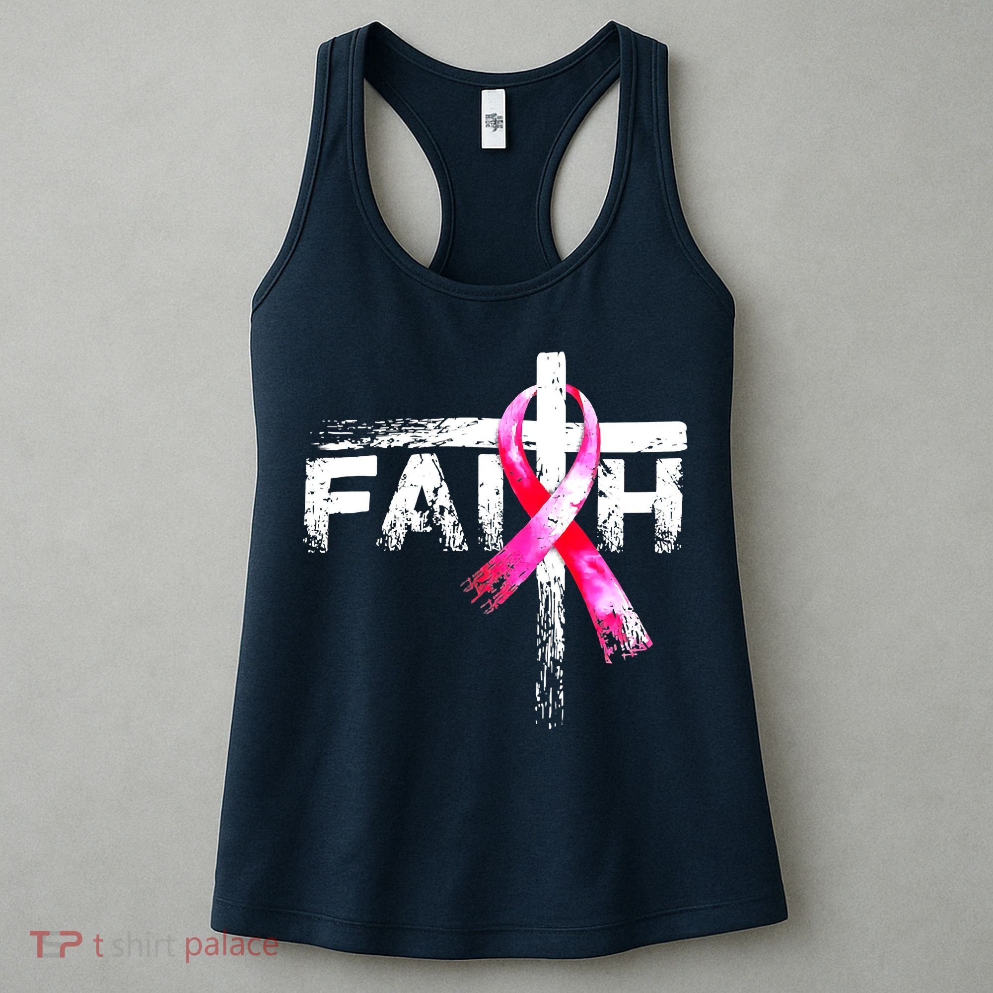 Faith Christian Cross Jesus Pink Ribbon Breast Cancer Women's Tank Top