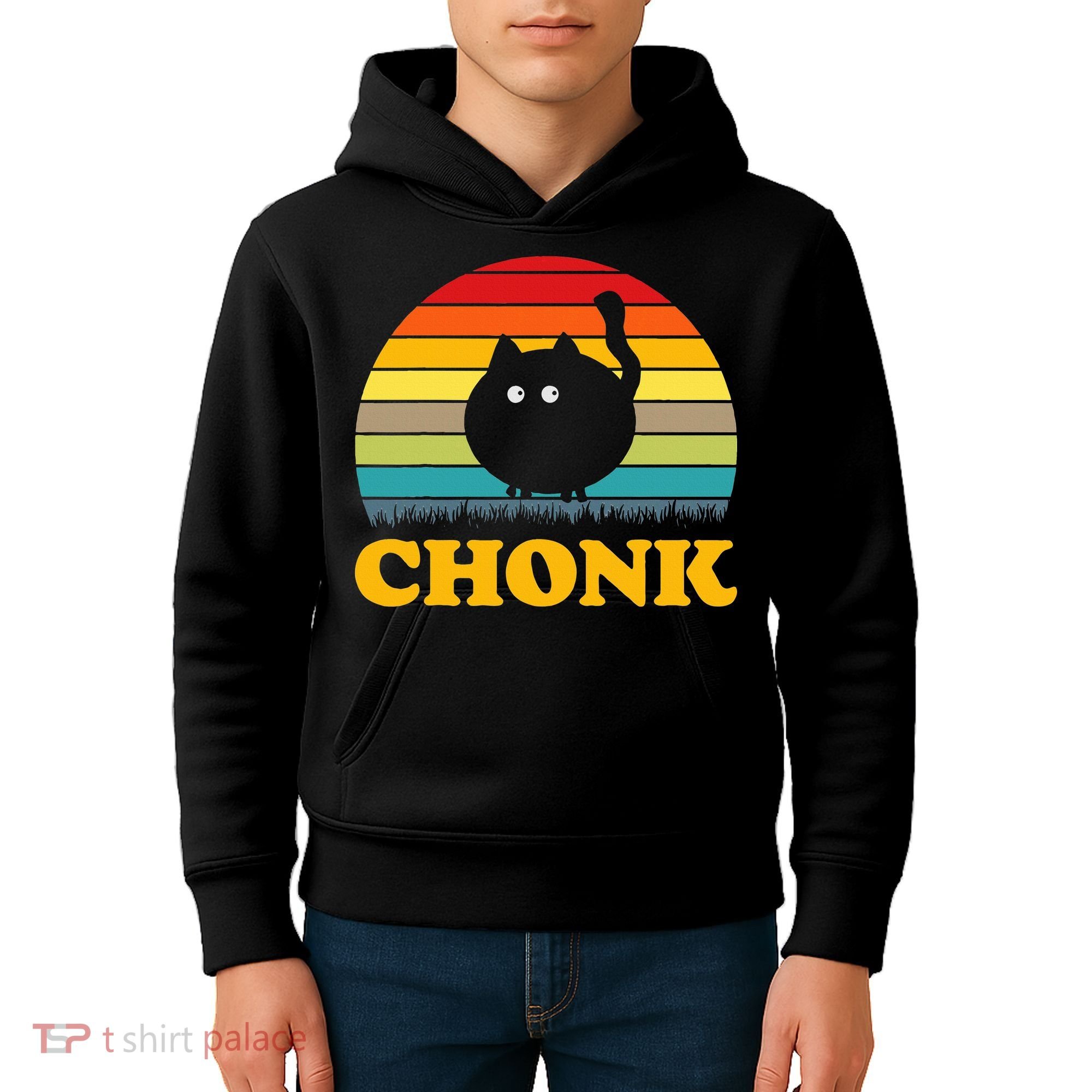 Funny Cat Chonk Kids Hoodie