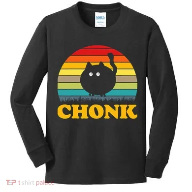 Funny Cat Chonk Kids Long Sleeve Shirt