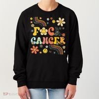 F Ck Cancer Groovy Retro Flower Awareness Against Cancer Women's Sweatshirt thumb 0