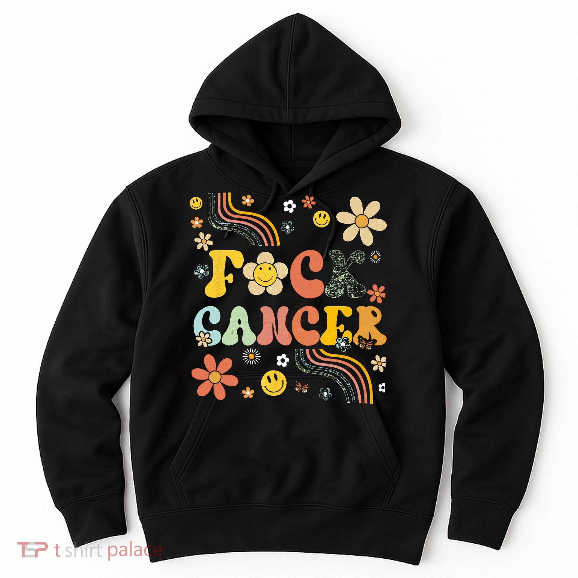 F Ck Cancer Groovy Retro Flower Awareness Against Cancer Hoodie