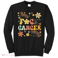 F Ck Cancer Groovy Retro Flower Awareness Against Cancer Sweatshirt thumb 0