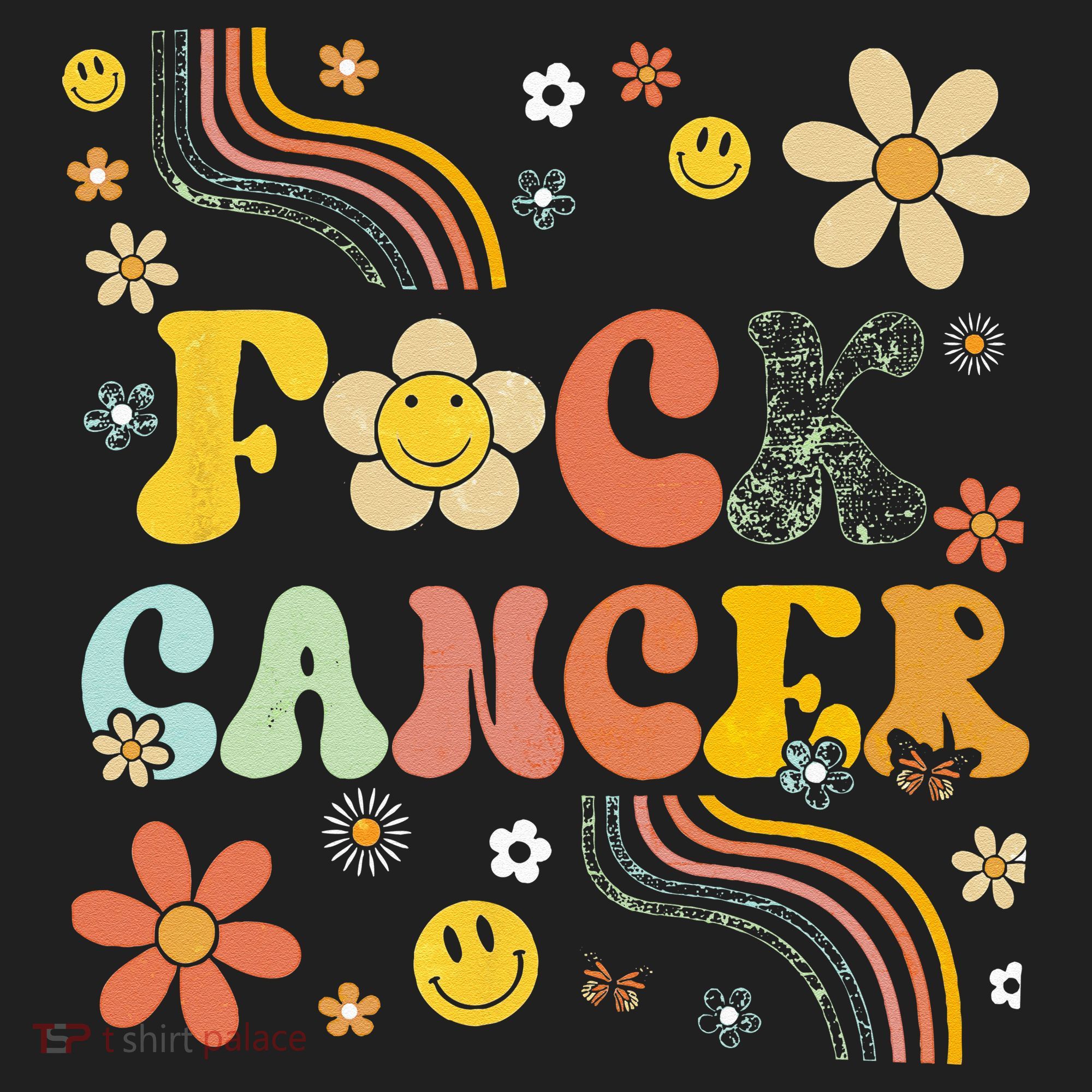 F Ck Cancer Groovy Retro Flower Awareness Against Cancer Beanie