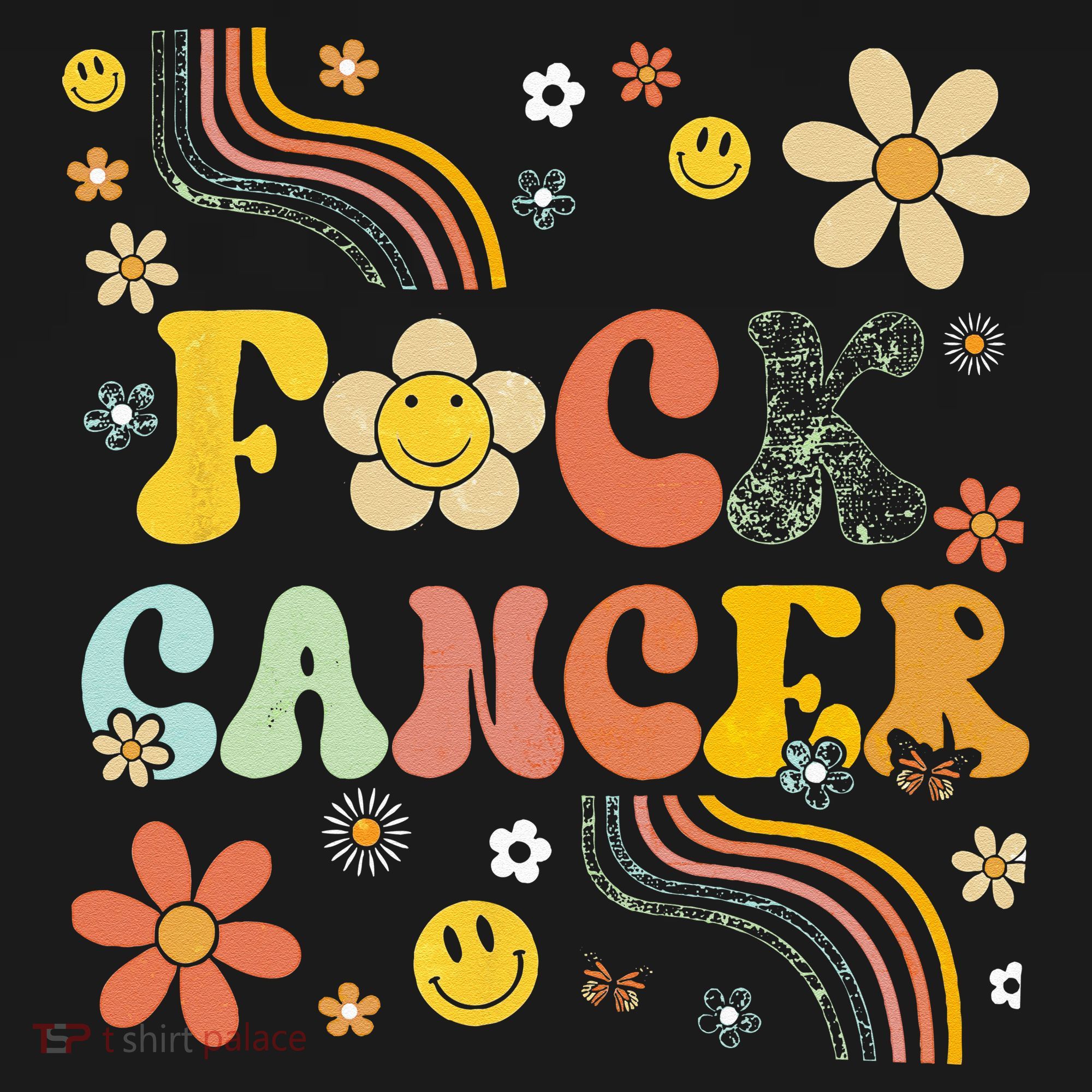 F Ck Cancer Groovy Retro Flower Awareness Against Cancer Women's Hoodie