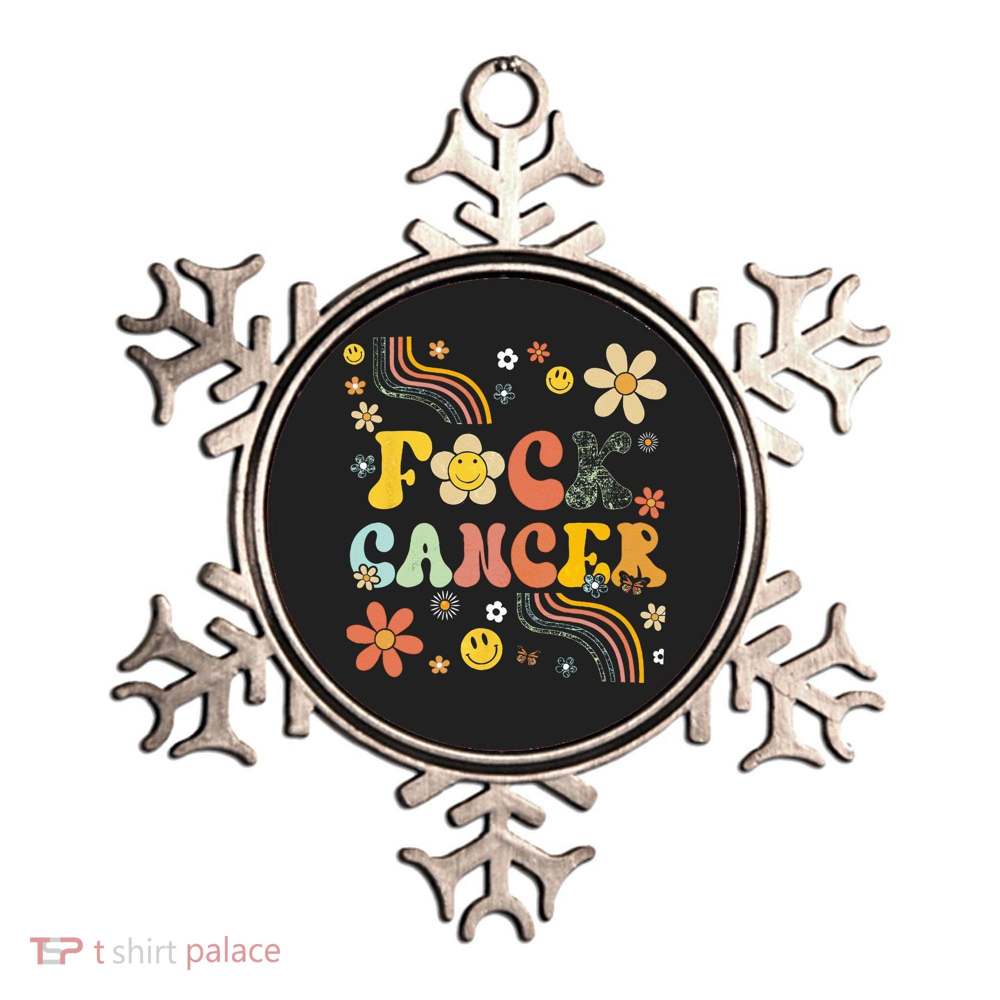 F Ck Cancer Groovy Retro Flower Awareness Against Cancer Ornament