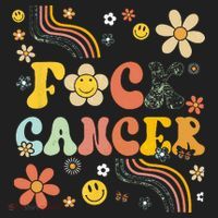 F Ck Cancer Groovy Retro Flower Awareness Against Cancer Hat thumb 2