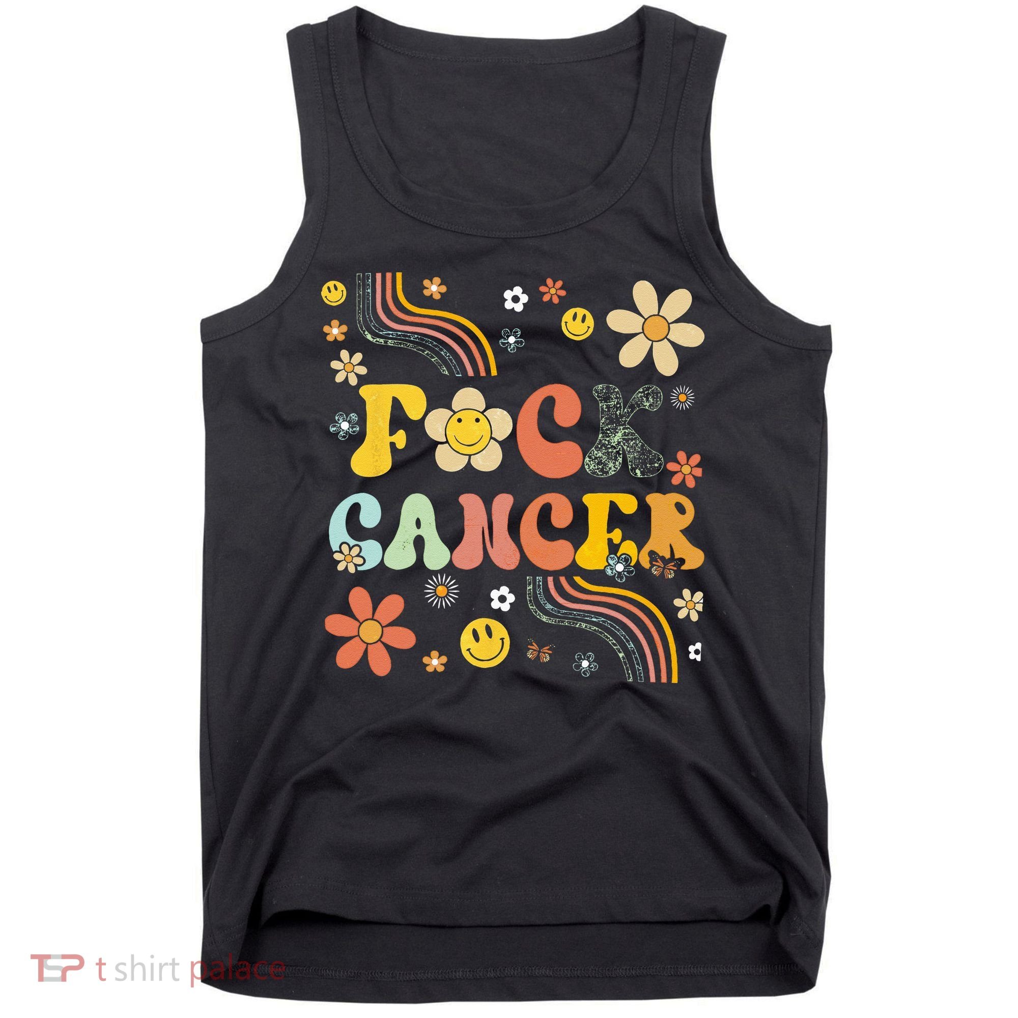 F Ck Cancer Groovy Retro Flower Awareness Against Cancer Tank Top