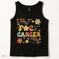 F Ck Cancer Groovy Retro Flower Awareness Against Cancer Tank Top thumb 2