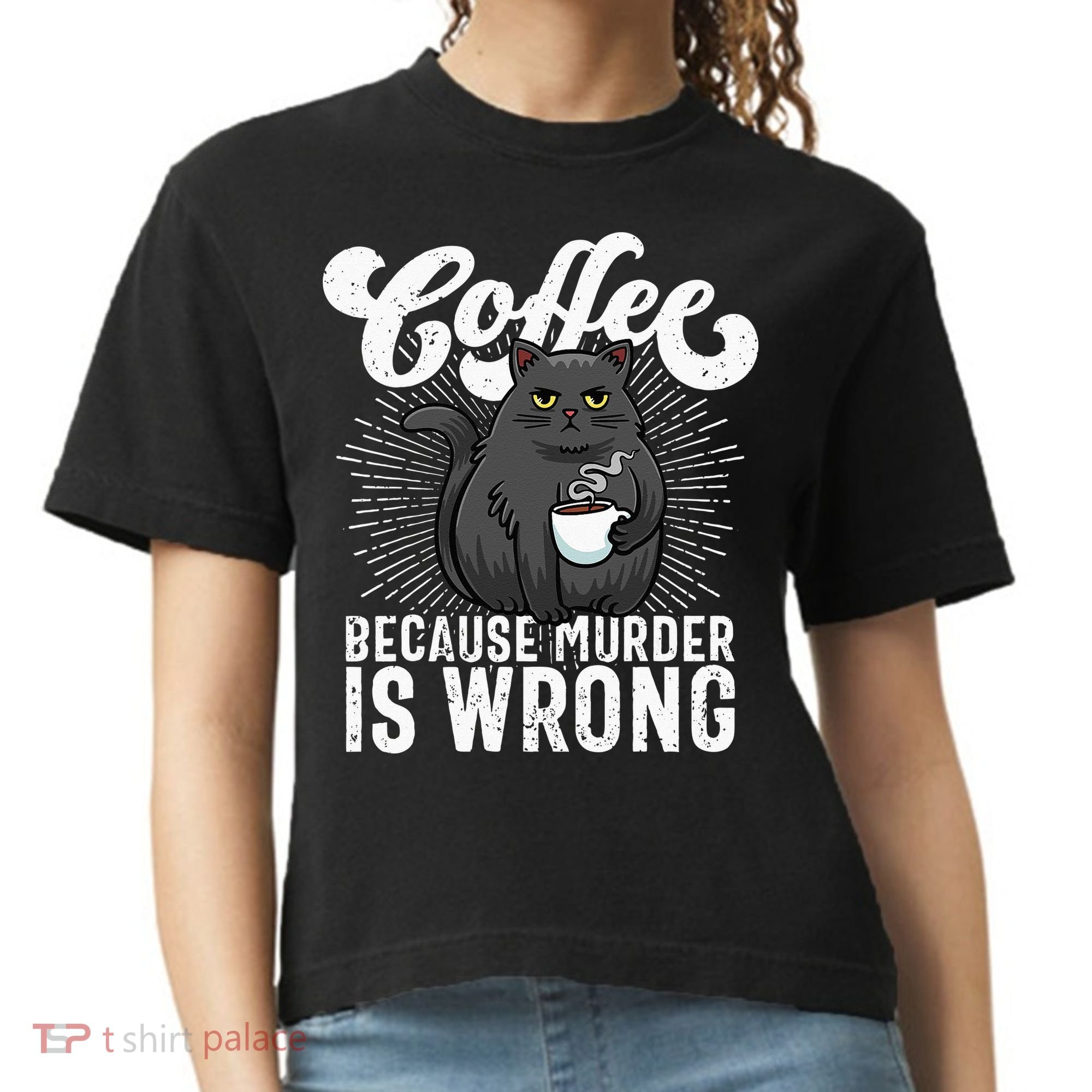 Funny Coffee  Coffee Lover  Cute Cat Comfort Colors Boxy T-Shirt