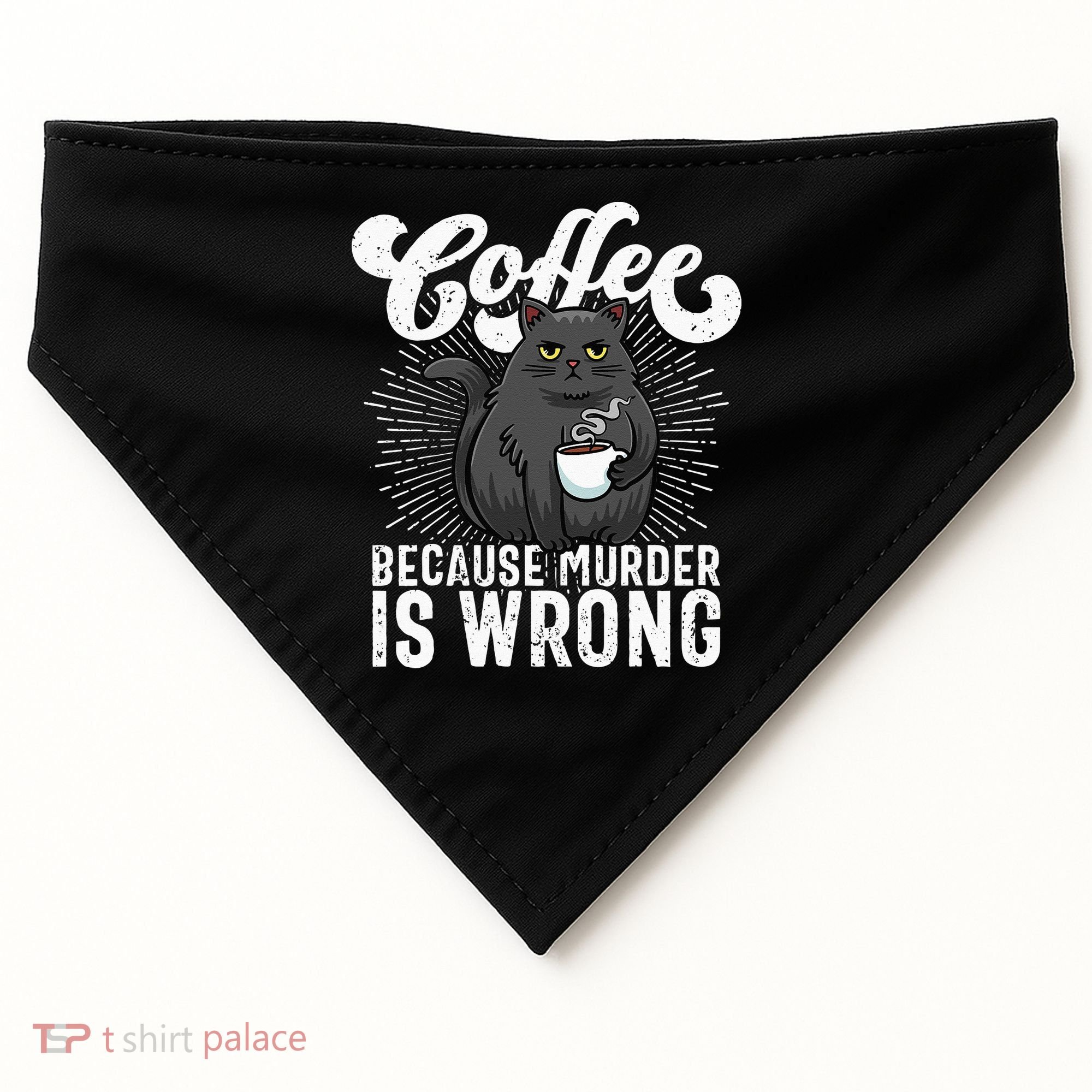 Funny Coffee  Coffee Lover  Cute Cat USA-Made Doggie Bandana