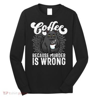Funny Coffee  Coffee Lover  Cute Cat Long Sleeve Shirt