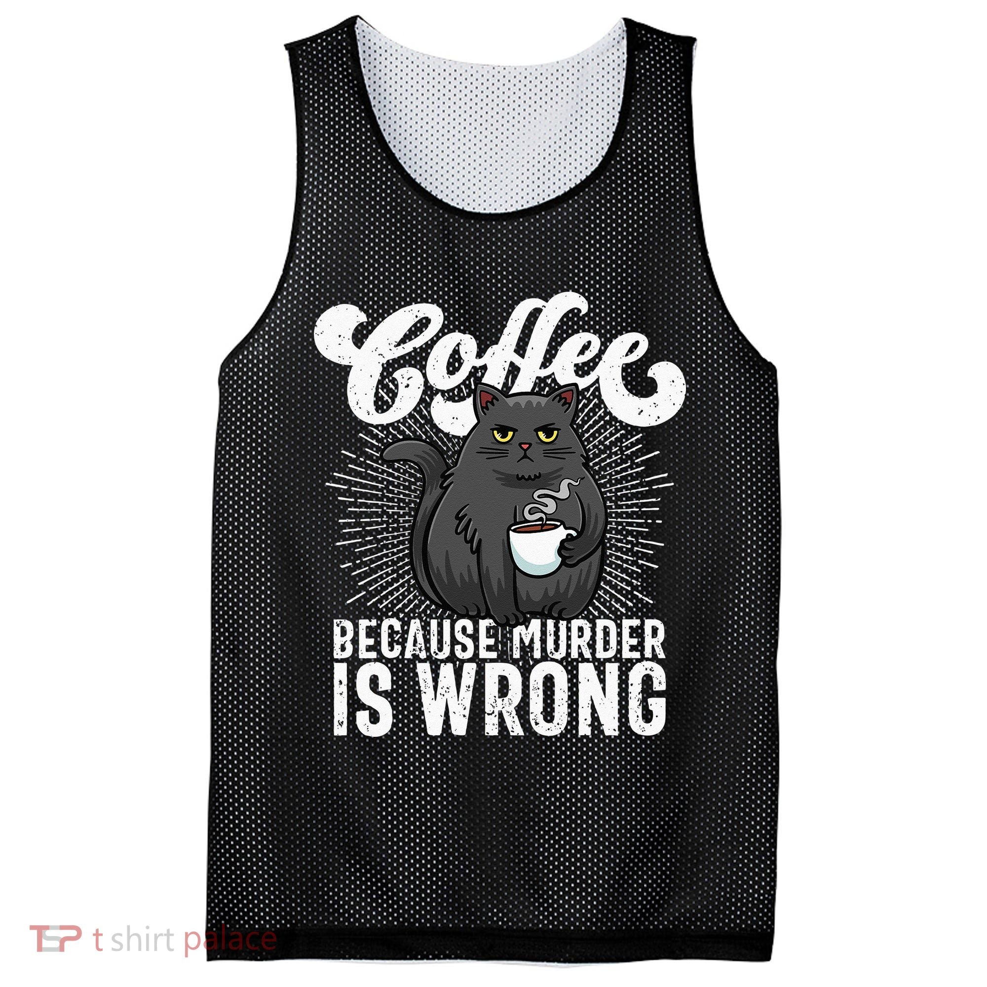 Funny Coffee  Coffee Lover  Cute Cat Mesh Reversible Basketball Jersey Tank