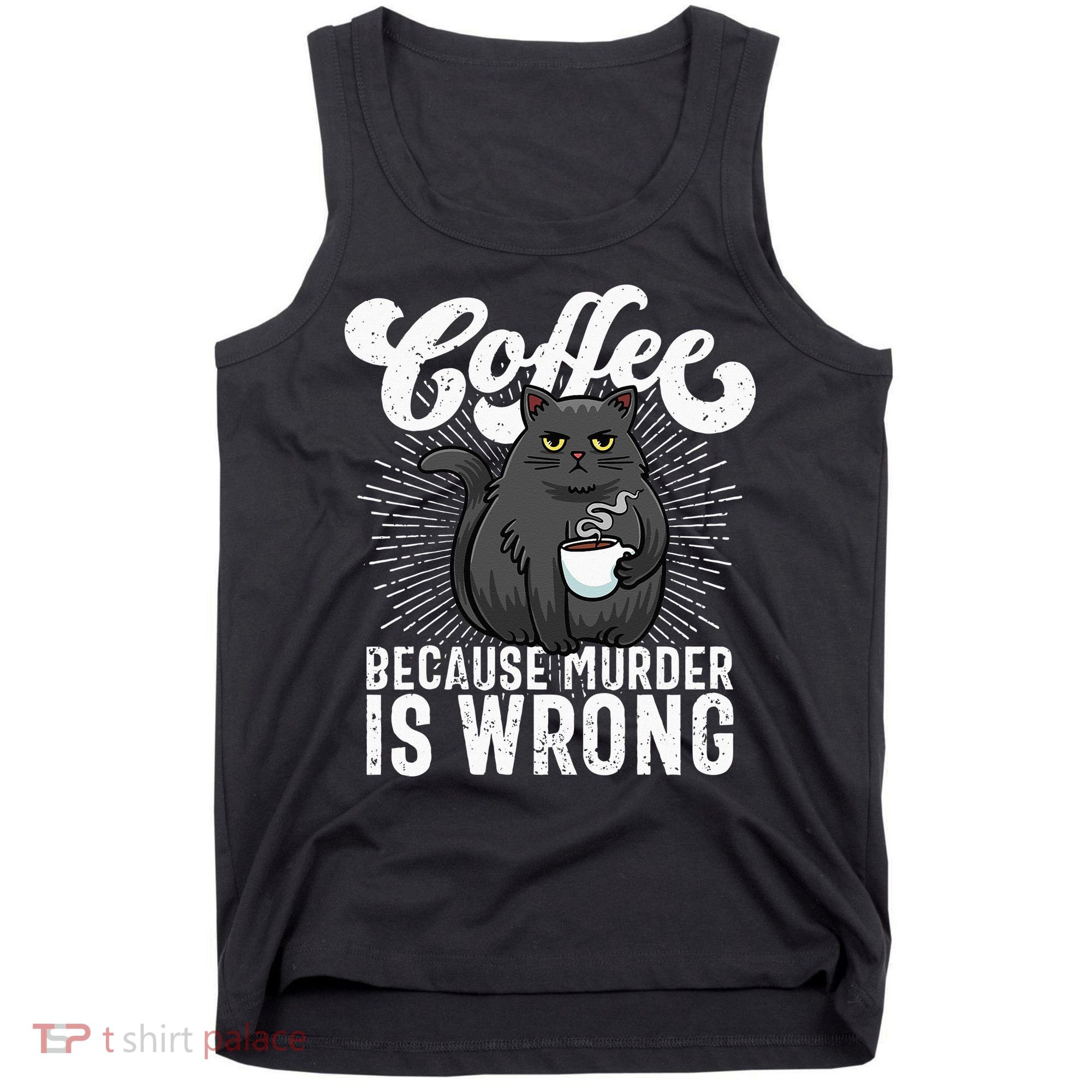 Funny Coffee  Coffee Lover  Cute Cat Tank Top