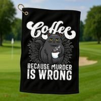 Funny Coffee  Coffee Lover  Cute Cat Golf Towel thumb 1