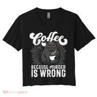 Funny Coffee  Coffee Lover  Cute Cat Women's Crop Top Tee thumb 0