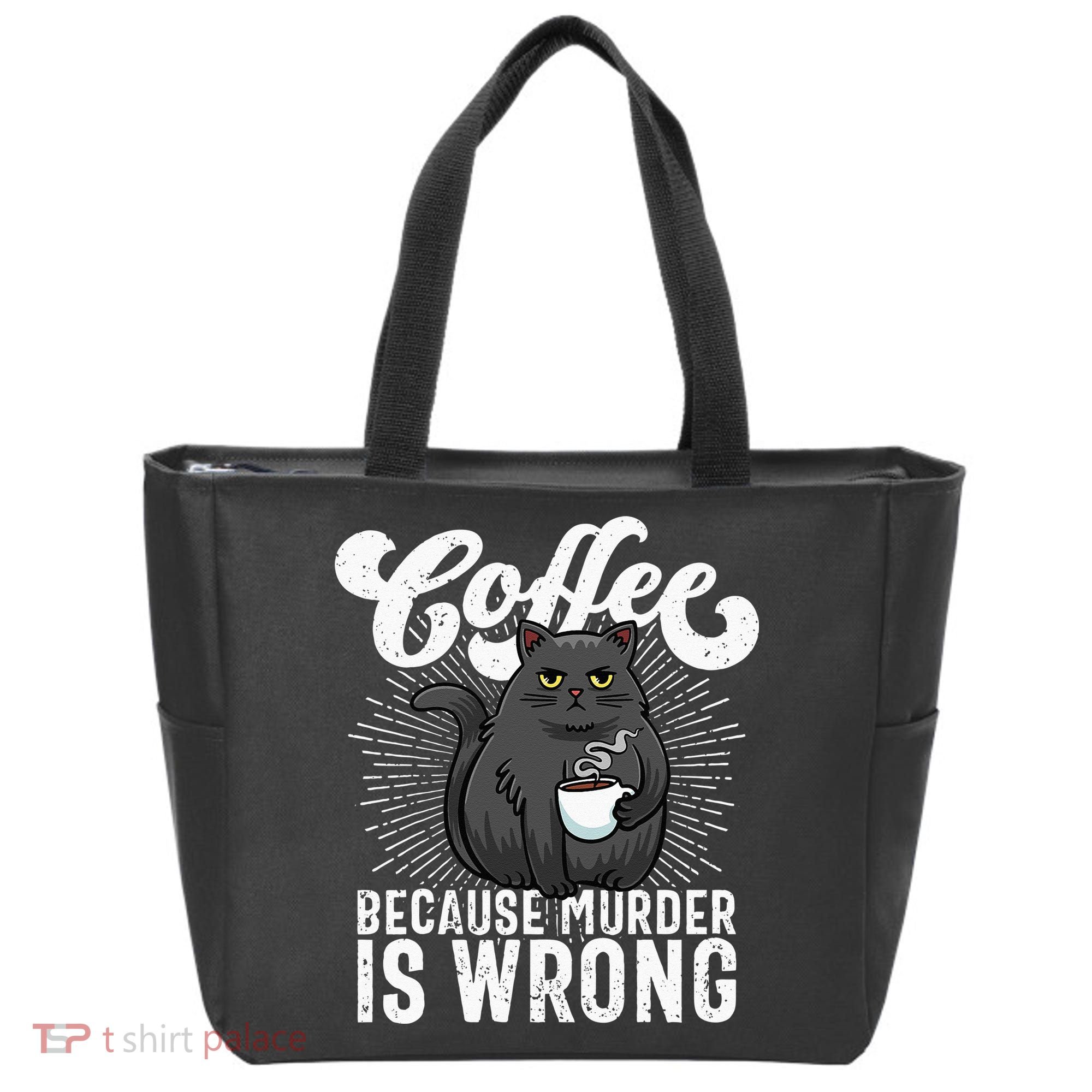 Funny Coffee  Coffee Lover  Cute Cat Tote Bag