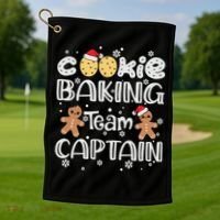 Funny Christmas Cookie Baking Team Captain Gingerbread Xmas Golf Towel thumb 1