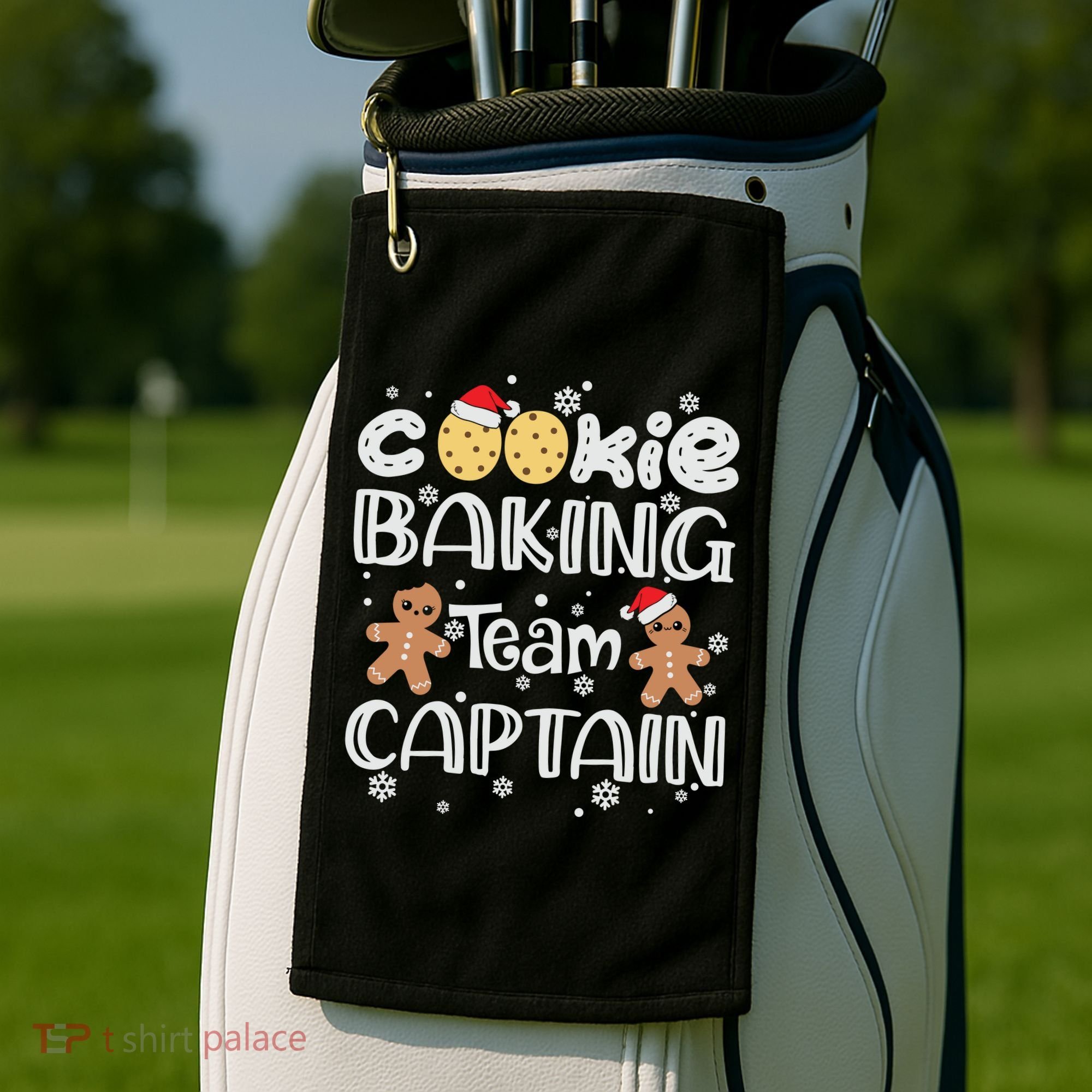 Funny Christmas Cookie Baking Team Captain Gingerbread Xmas Golf Towel