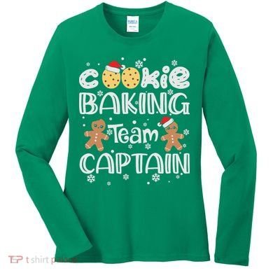 Funny Christmas Cookie Baking Team Captain Gingerbread Xmas Women's Long Sleeve Shirt