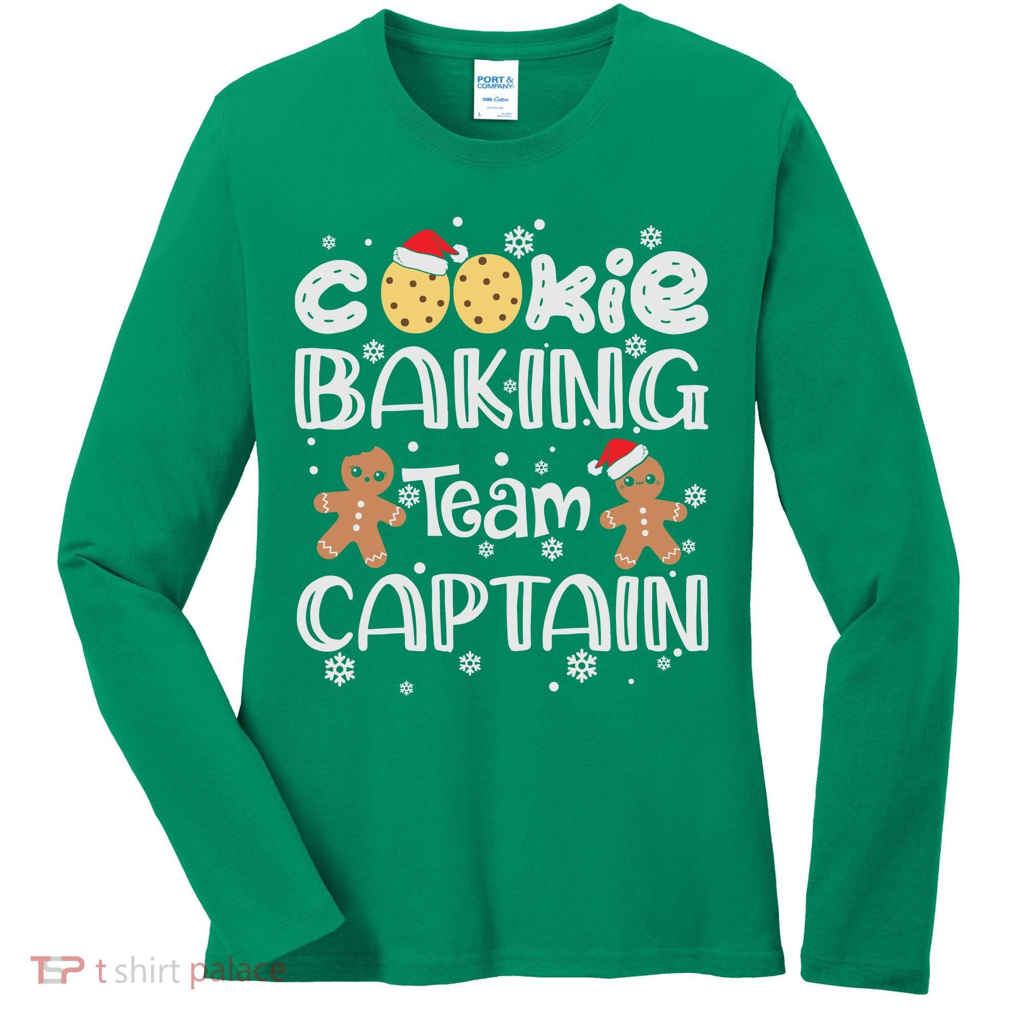 Funny Christmas Cookie Baking Team Captain Gingerbread Xmas Women's Long Sleeve Shirt