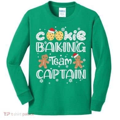 Funny Christmas Cookie Baking Team Captain Gingerbread Xmas Kids Long Sleeve Shirt