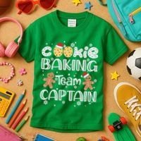 Funny Christmas Cookie Baking Team Captain Gingerbread Xmas Kids T-Shirt thumb 3