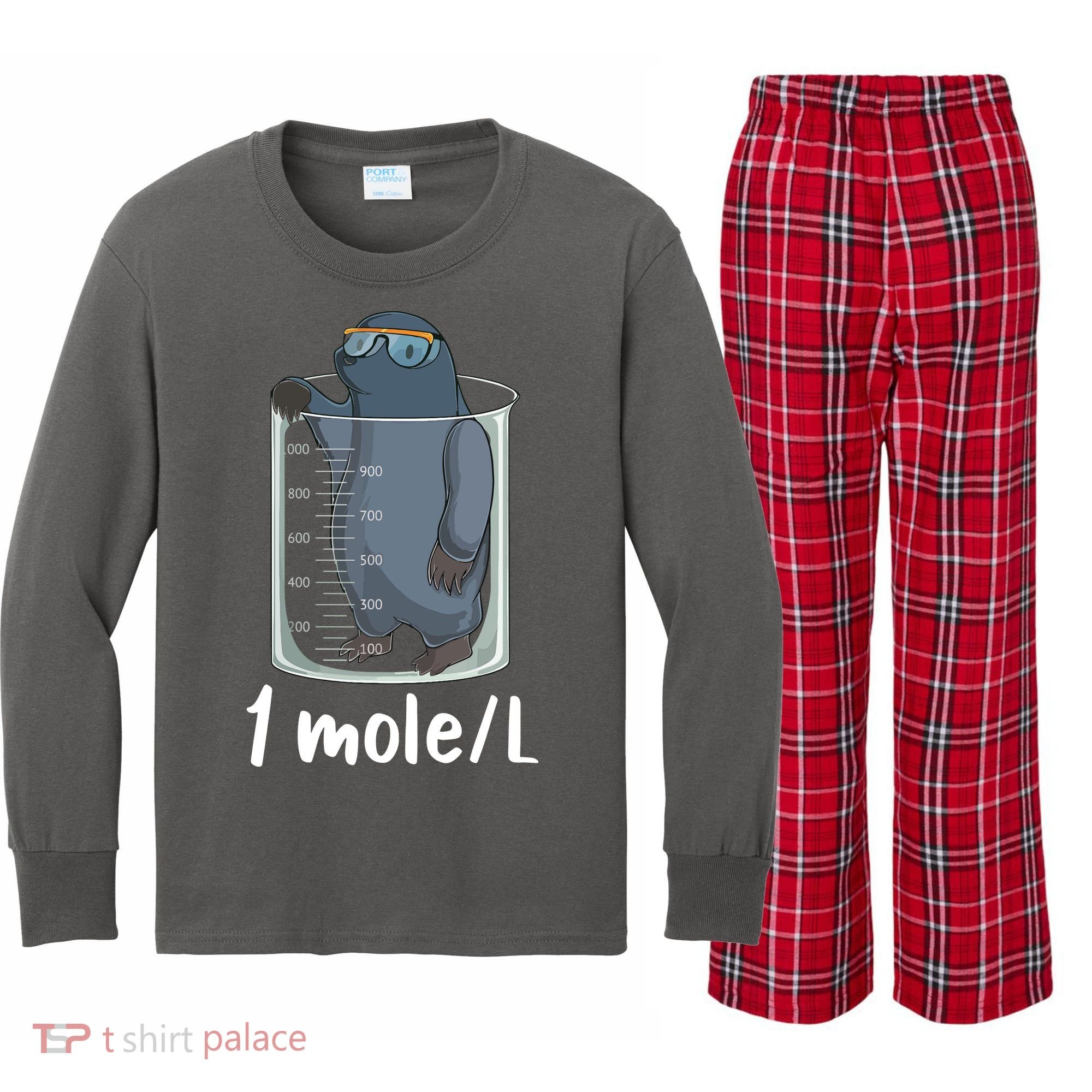 Funny Chemistry Chemist Student Science Teacher Moles Women Kids Long Sleeve Plaid Pajama Set