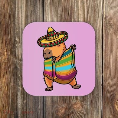 Funny Capybara Cinco De Mayo Rodent Dab Mexican Gift Coaster